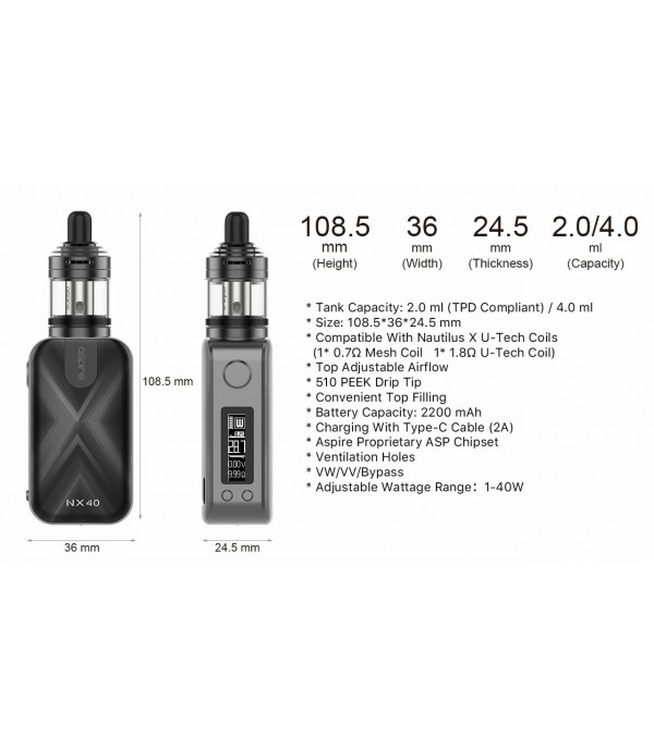 Aspire NX40 ROVER 2 Kit with NAUTILUS XS